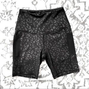 - LegEnd active black leopard print bike shorts with pockets size small